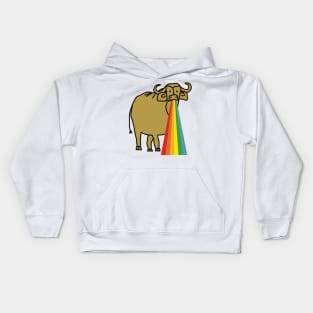 Animals with Rainbow Puke Gold Ox Kids Hoodie